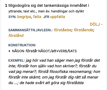 Skärmdump som visar hur förstå beskrivs av SO.